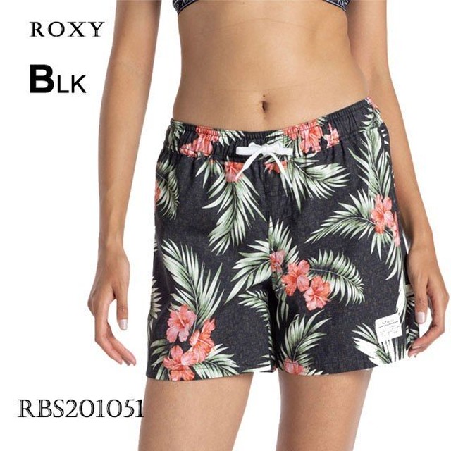 Rbs1051 ロキシー ボードショーツ レディース 女性 水着 海パン サーフパンツ ビーチ リゾート かわいい 黒 ボタニカル柄 総柄 M L Tropical Forest Shorts Roxy Beachdays Okinawa