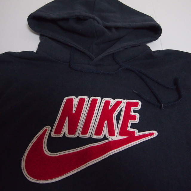 古着 メンズl Nike ナイキ スウェットパーカー プルオーバー フード ロゴ カジュアル ネイビー スポーツウェア シューズの古着屋 リサイクルスポーツ