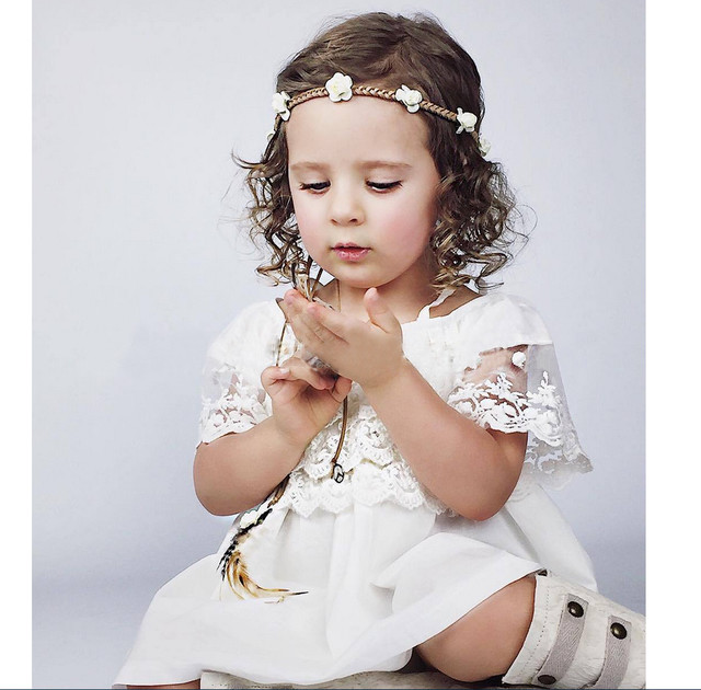 ホワイト レース コットン ドレス 女の子 キッズ 半袖 カジュアル フォーマル ワンピース 90 100 110 1 130 Humming K