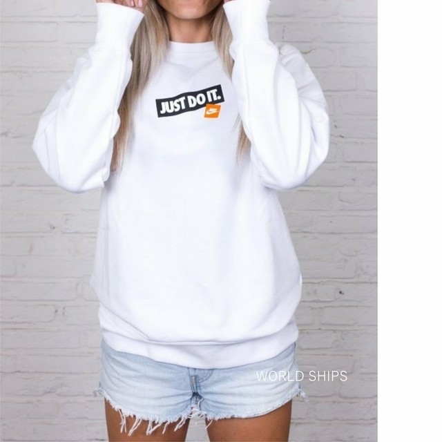 New ナイキ Just Do It レディース メンズ ロゴ スウェット トレーナー 長袖 海外限定 正規品 Nike 409 World Ships