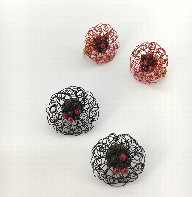 手作りキット カラーワイヤーで編む簡単サークルピアス イヤリング Wire Crochet Sunnyside