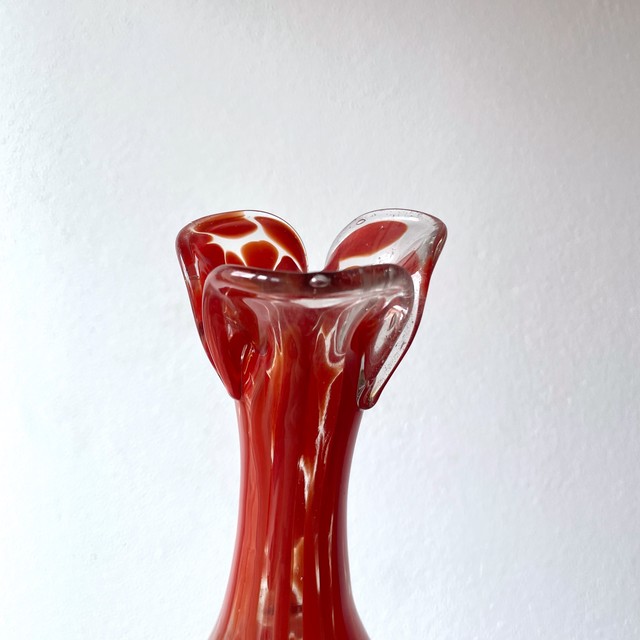 Germany Red Glass Flower Vase フラワーベース ベース 花瓶 ヴィンテージ 赤 レッド ドイツ No Sign