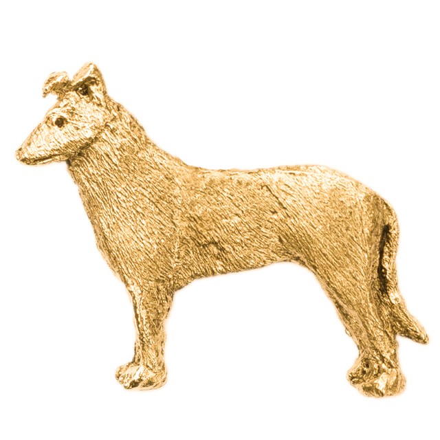 スムースコリー イギリス製 22ct ゴールドプレート アート ドッグ ブローチ コレクション Dog Arts Japan Base店