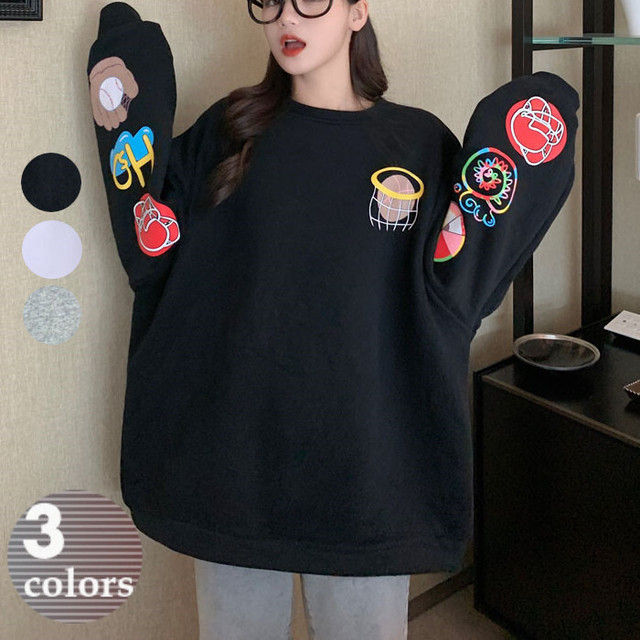 3色 Casual トレーナー スウェット レディース 裏起毛 おしゃれ 安い 韓国 プリント 秋冬 まるの樹 Fashion
