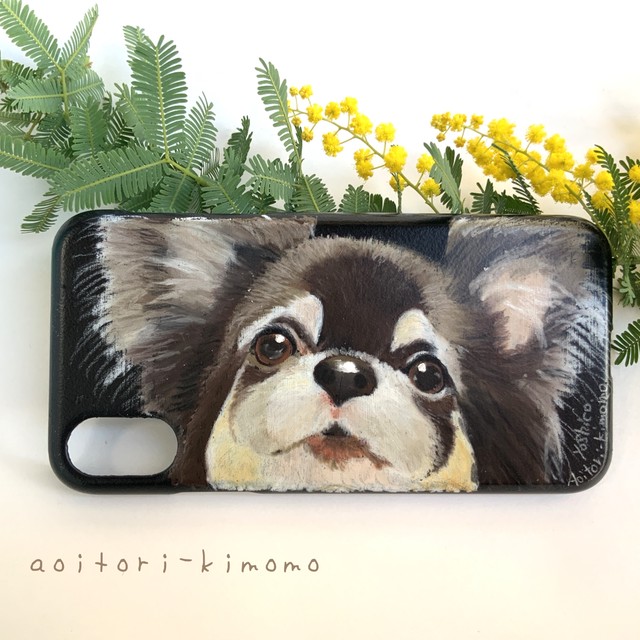 いつでも一緒 ペットの似顔絵スマホケース チョークアートのアトリエ あおいとりきもも