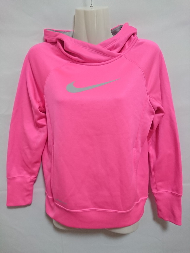 古着 ジュニア160 Nike ナイキ ガールズ パーカー プルオーバー サーマフィット あったか 防寒 裏起毛 ピンク 668 スポーツウェア シューズの古着屋 リサイクルスポーツ