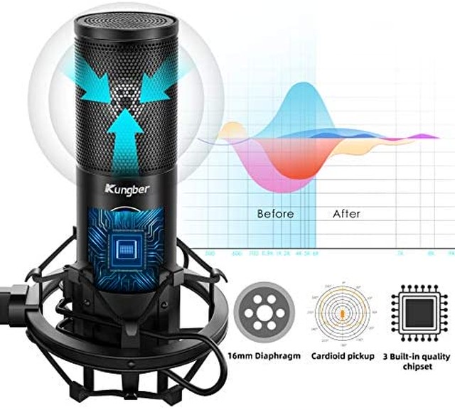 Jpcs Kungber Pc マイク コンデンサーマイク Usbマイク 単一指向性 Ledライト マイクスタンド付き Skype 録音 生放送 Youtube ゲーム実況 在宅勤務に適応 Az Japan Classic Store