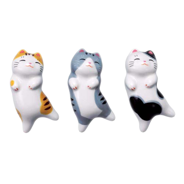 【開運招福】おめでたい縁起置物「なつかし屋」猫町ねこ箸置きセット(あおむけトリオ)