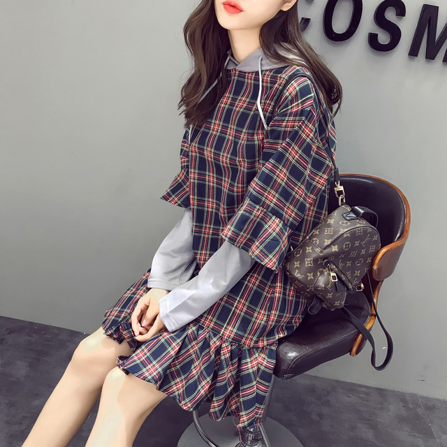 レディース 秋服 トップス ワンピース チェック 長袖 原宿系 カジュアル ガーリー 新作 可愛い Max Voyage