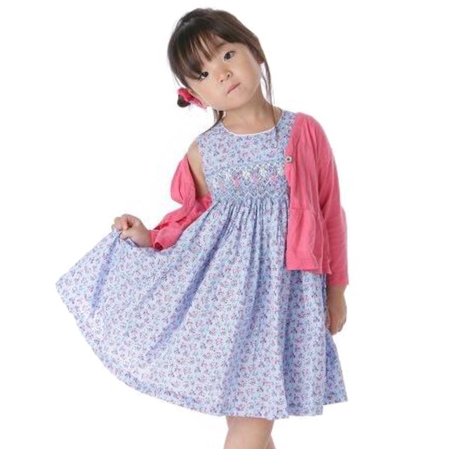 爽やか パステルブルー スモッキングワンピース Heart Spring スモッキングワンピースと可愛い子供服のお店