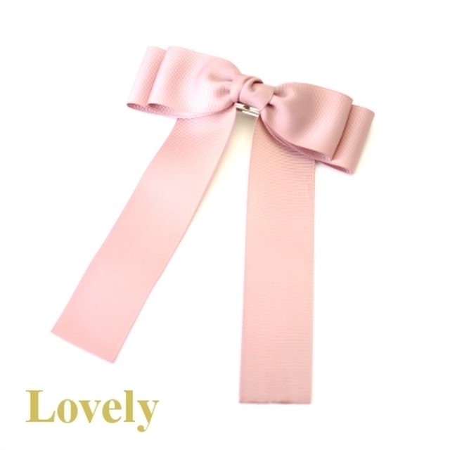 バレッタ グログラン 足長おリボン バレッタ ピンク Lovely Nagoya