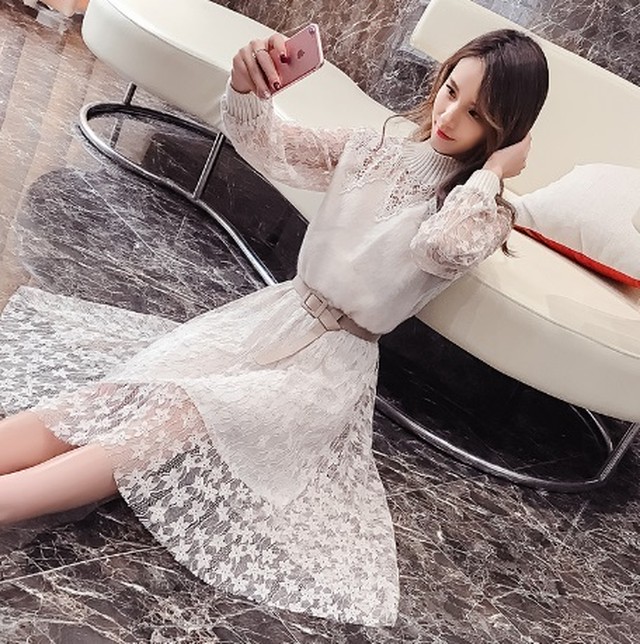 ２カラー シースルー ワンピース 花柄 人気 流行り トレンドファッション 春 秋 セレクトショップケイズ セレクトショップケイズ