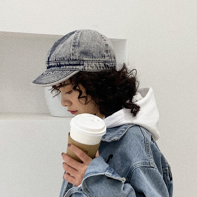 全2色 帽子 キャップ デニムキャップ ケミカル レトロ ストリート系 ラフ アメリカンスタイル カジュアル デイリー 個性的 ショートつばさ帽子 春 夏 Like Fashion