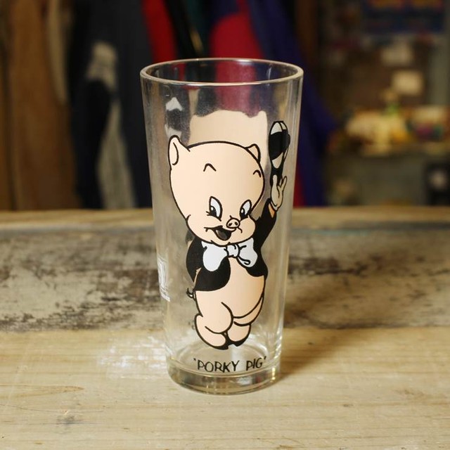 1973 Pepsi ペプシコーラ Porky Pig グラス Collector Series Glass ポーキー ピッグ ルーニーテューンズ Looney Toons ワーナー 19ty1 古着屋ataco Garage