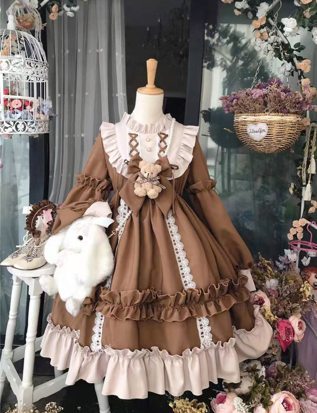 期間限定sale大人気 ロリータ ワンピース フリル リボン ゴスロリ コスプレ衣装 フェミニン 58 Dreamshop1