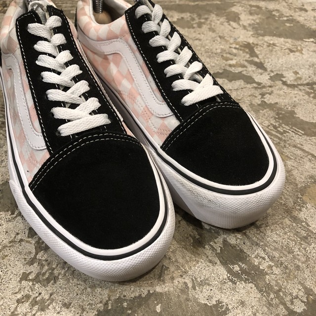 厚底スニーカー Vans バンズ オールドスクール スニーカー 23 5cm 黒 白 ピンク 高円寺古着 Slat Albatross Vintage