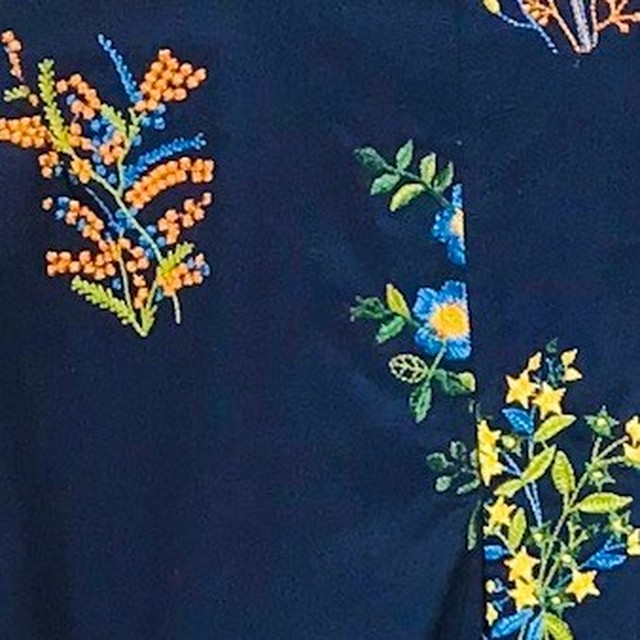 花刺繍 コート ネイビー 裏地付き 大人可愛い婦人服たまや