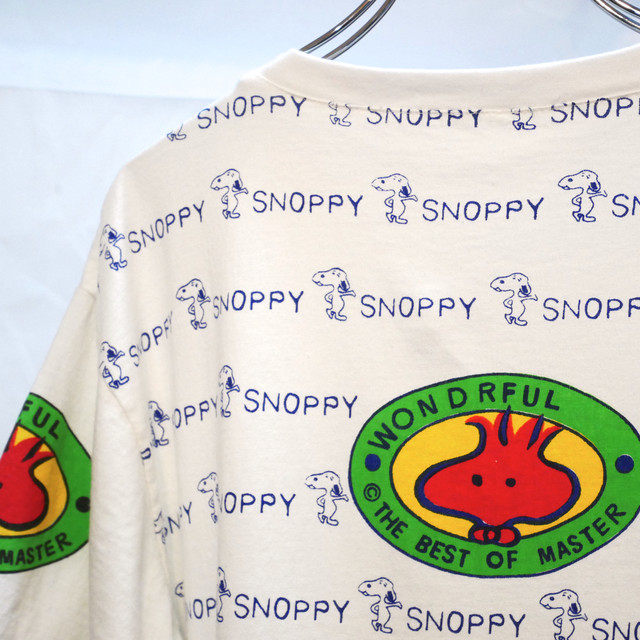 Used スヌーピー パロディ ピーナッツ 両面プリント Tシャツ Racey