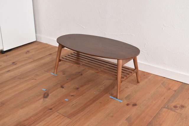 Oval / Walnut Folder Low Table / 北欧アンティークスタイル オーバル ウォールナット 折り畳みローテーブル
