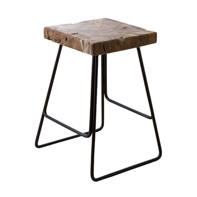 Iron Wood Stool 2 Types / 北欧ナチュラルスタイル アイアン木製スツール