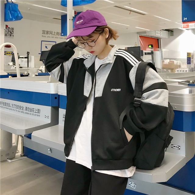 スクールラインパーカー ラインパーカー アウター ロゴ入りパーカー ロゴ入り 春レディース カジュアル 長袖 バイカラー オーバーサイズ ルーズシルエット 韓国 オルチャン 韓国ファッション 新作 春夏 春 夏 Ut 0676 Musubi Me 韓国 オルチャン レディース