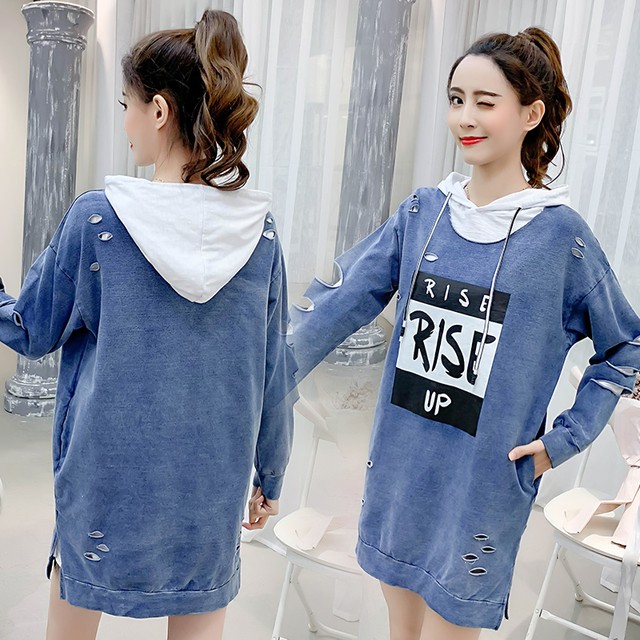 カジュアルデニムワンピース シンプルホワイトパーカー 10 代向け 韓国オルチャンファッションyoung Ol Chan