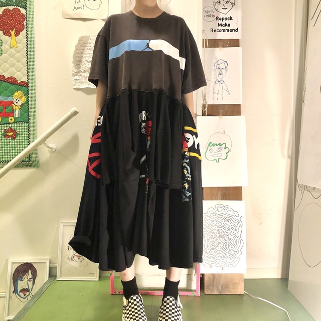 リメイク Tシャツ ドッキングワンピース Repock Make Recommend