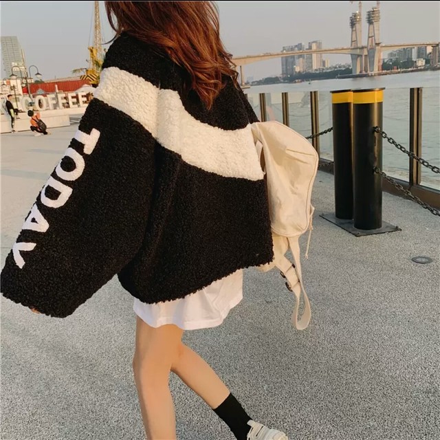 全2色 ジップアップ ボア パーカー 大人 カジュアル ストリート系 格好いい お出かけ お買い物 デート 女子会 秋冬 春 通学 学生 Like Fashion