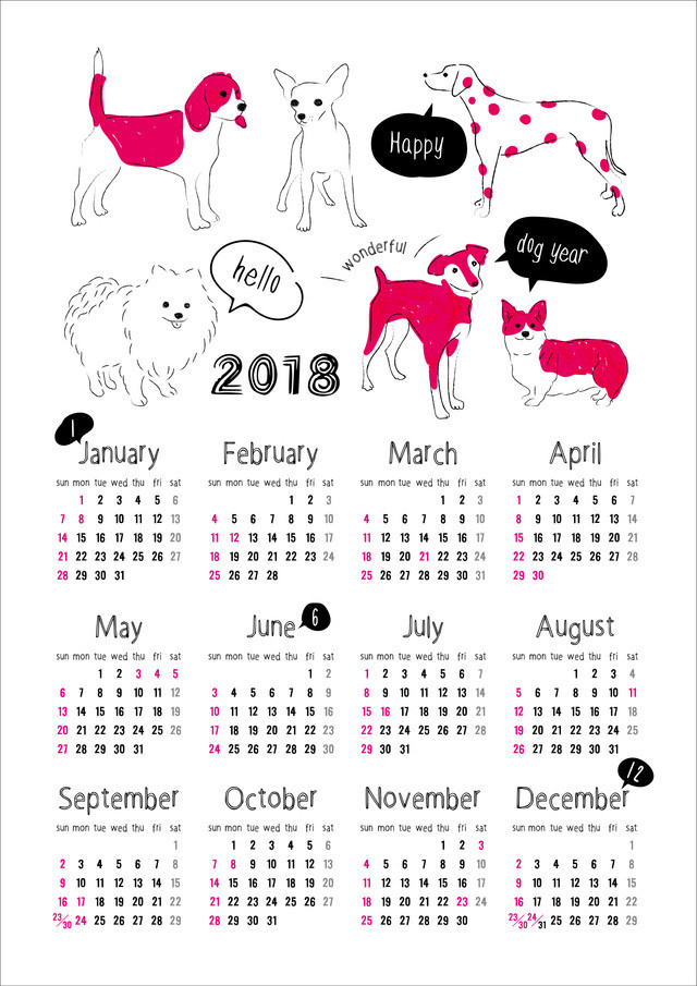 インテリアポスター 18カレンダー Dog Gr Creative
