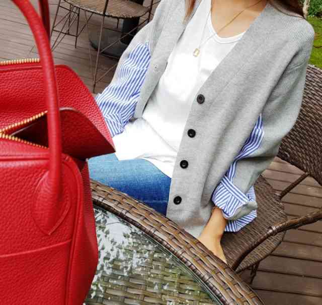 カーディガン レディース 薄手 長袖 カーデ ロングカーディガン 大きいサイズ レディース 羽織り Uv対策 ボタン トップス ストライプ柄 ドッキング 切り替え ユニーク チュニック丈 お出かけ 婦人服 ゆったり ゆるい ふんわり ニット 綿 Tresor