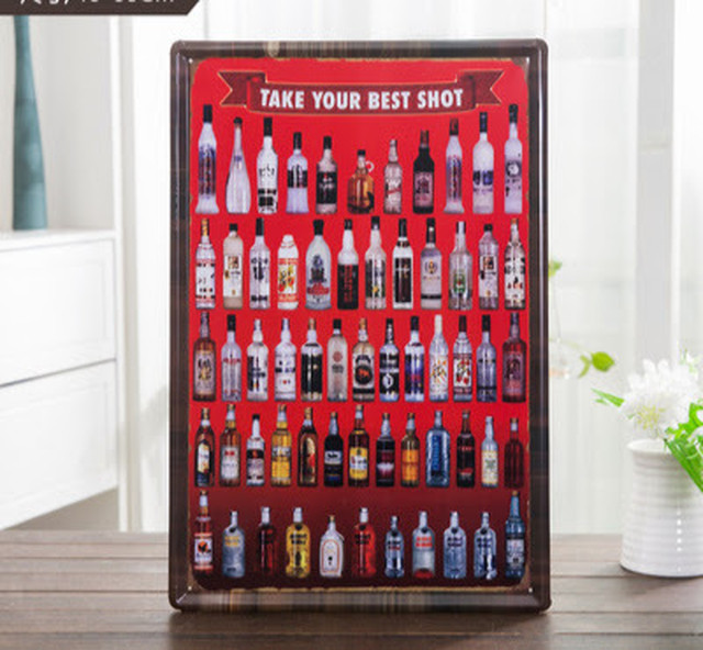 送料無料 特大 巨大 メタルサイン ブリキ 看板 プレート お酒 Shot ボトル アルコール Bar ガレージ インテリア ディスプレイ 輸入雑貨 Hachinohe Base 1518