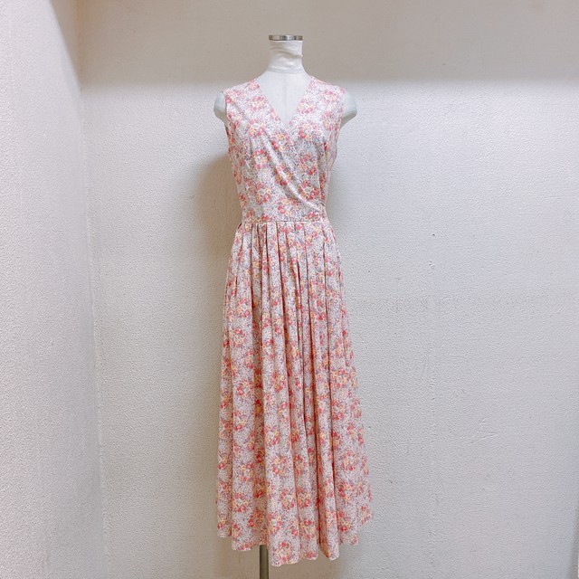 ローラアシュレイ ノースリーブワンピース ピンク 花柄 ロングワンピース Laura Ashley Uta