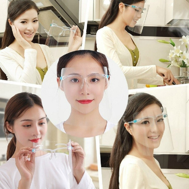 メガネ1個 交換用シールド3枚 フェイスシールド メガネ型 交換用シールド クリア 軽量 Pc素材 軽量 透明シールド シールド取り換え可 防塵飛沫対策 簡単装着 フェイスガード お得 医療用 デンタル 透明 感染 飛沫感染 Aio Online Store