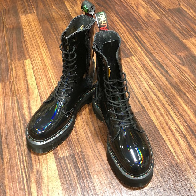 Dr Martens ドクターマーチン Jadon Hi 10ホール ブーツ Black Rainbow Patent レインボー Uk8 Zucu Zuca