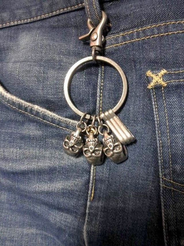 キーホルダー キーリング ファッション小物 メンズファッション トリプルスカル下がり Rock系 立体スカル ウォレットチェーン Mens Necklace Brace Chorker 3011 Tre Fiore