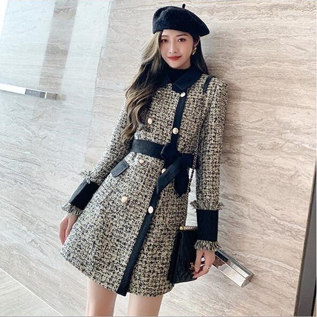 ワンピース レディース ワンピ 40代 50代 30代 ツイード 上品 きれいめ お呼ばれ ショート丈 ウエストリボン アウターワンピ おしゃれ 可愛い ワンピの里