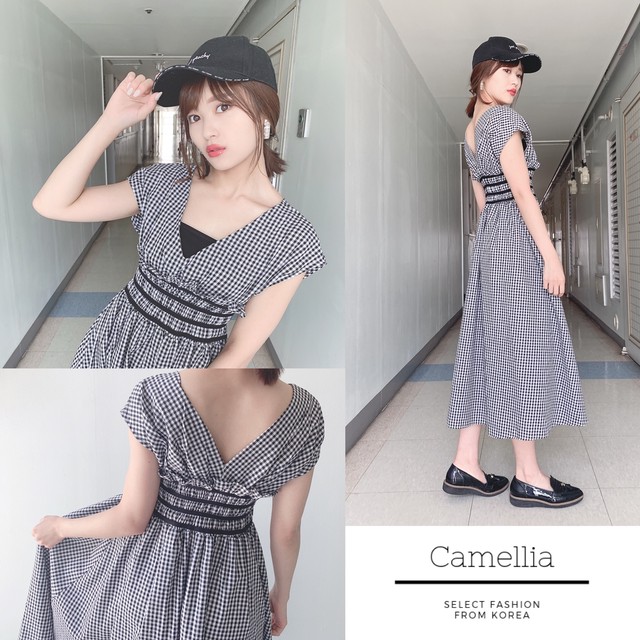 ギンガムチェック 韓国ワンピ 韓国レディースファッション通販 Camellia