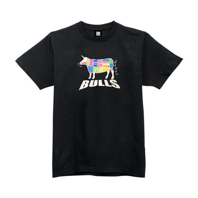 送料無料 Bulls 牛 牛の部位を英語でプリントしたブルズtシャツ 鼻と尻尾にフックが さらにフックが ルアー 釣りt Shanks