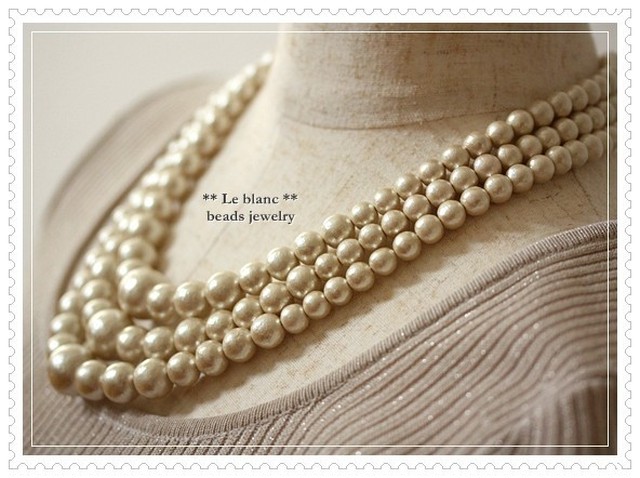 3連コットンパールネックレス（off-white） | Le blanc beads accessory