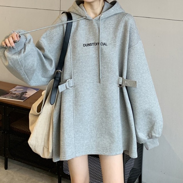 ゆるコーデ パーカー オーバーサイズ ロング丈 レディース 英字ロゴ カジュアル シンプル 秋冬 長袖 ゆるだぼ デイリー 着回し Ptnym3438 Shop Suba