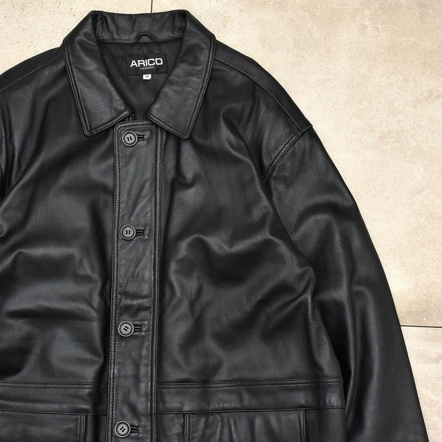 Black luster lamb leather coat