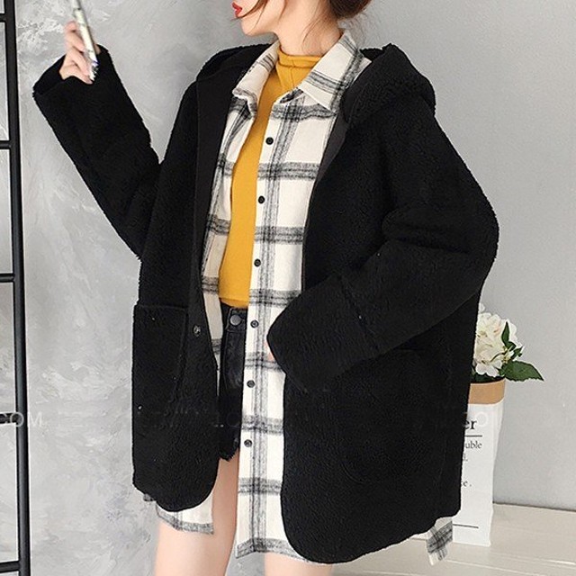 売れ筋ランキング1位 カテゴリ レディースコート 無地 カジュアル グレー 黒 ブラック フード アウター コート レディース 冬 秋 ボア 長袖 大きいサイズ おしゃれ かわいい 無地 カジュアル 黒 ブラック Y Honeypop