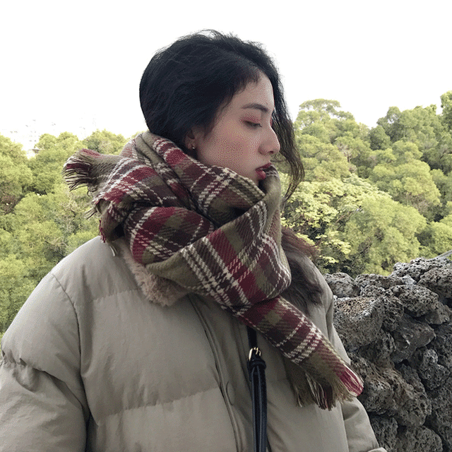 マフラー ストール 暖かい 防寒 きれいめ 通勤 シンプル ウール 大判 チェック柄 フリンジ 秋 冬 大人 デート 大きめ 旅行 女子会 韓国 韓国ファッション オルチャン 可愛い レディース Fa741 Musubi Me 韓国 オルチャン レディースファッションのお店