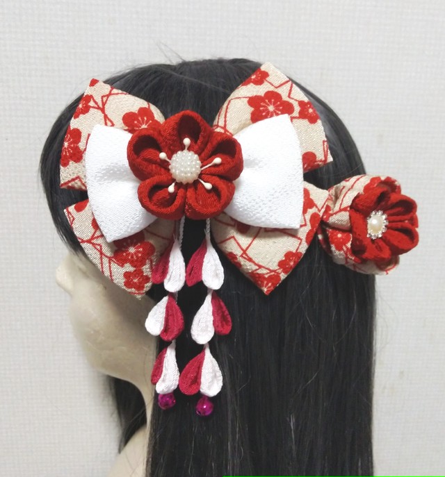髪飾り赤 リボン赤 成人式髪飾り 卒業式髪飾り 七五三髪飾り つまみ細工髪飾り 袴髪飾り Kamikazarin つまみ細工髪飾り 成人式髪飾り 七五三髪飾り 卒業式髪飾り