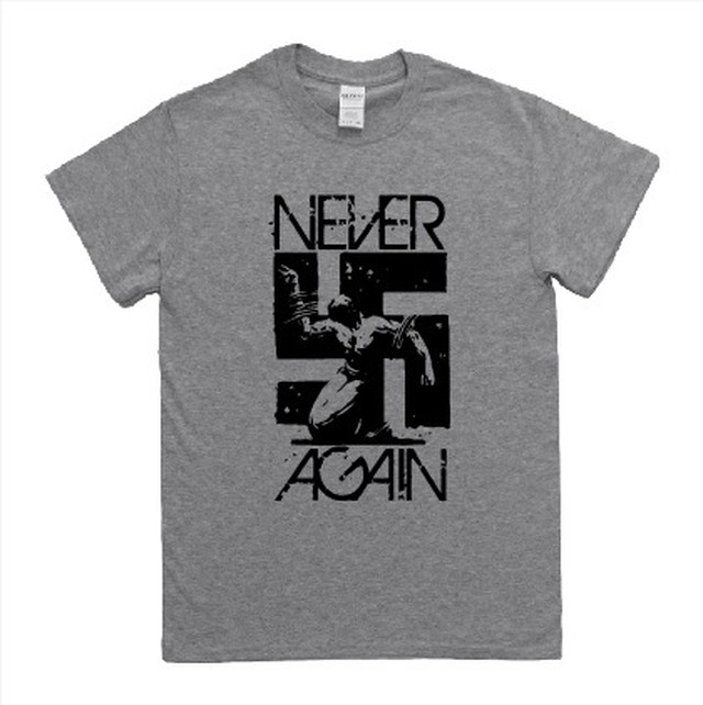 ロック系 卍 Never Again イラスト ロゴ 半袖tシャツ Git47 Unou