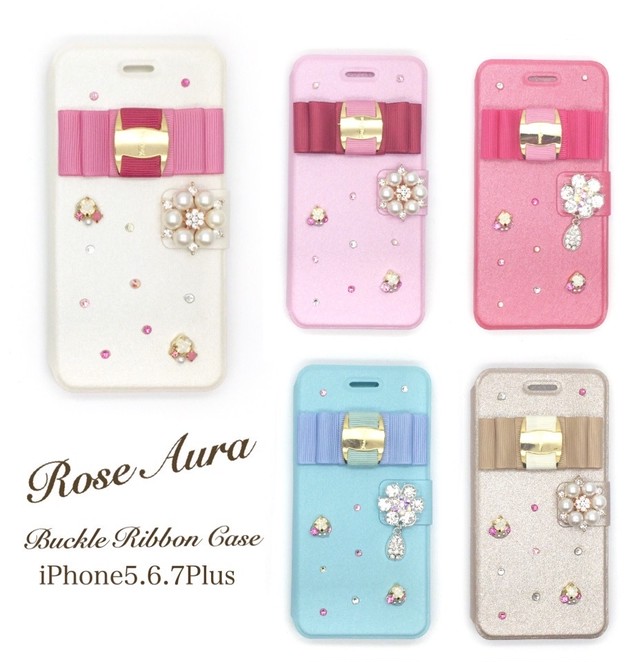 【即納】ビジュー付きiPhone手帳型ケース