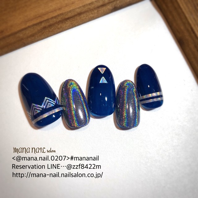 ネイルチップ ネイビー ユニコーン ネイルチップオーダー Mnt0059 Mana Nail Salon By Goods