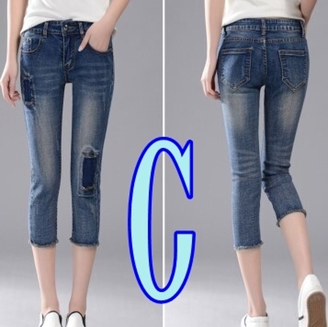 全4種類 レディース ボトムス パンツ デニム ジーンズ ジーパン タイト 七分丈 美脚 ダメージ加工 切りっぱなし 刺繍 カジュアル 定番 かっこいい デイリー 大人カジュアル 通学 お出かけ プチプラ 春 夏 小さいサイズ 大きいサイズ セットアップやパンツドレスなど