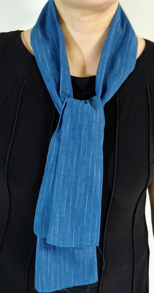 バングラデシュ手織り棉 スカーフ 手縫い 緑っぽい青 コポトッコ バングラデシュ