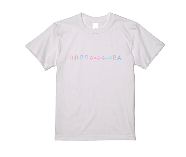 グラディウス ↑↑↓↓←→←→BA Tシャツ 白 / INDOR